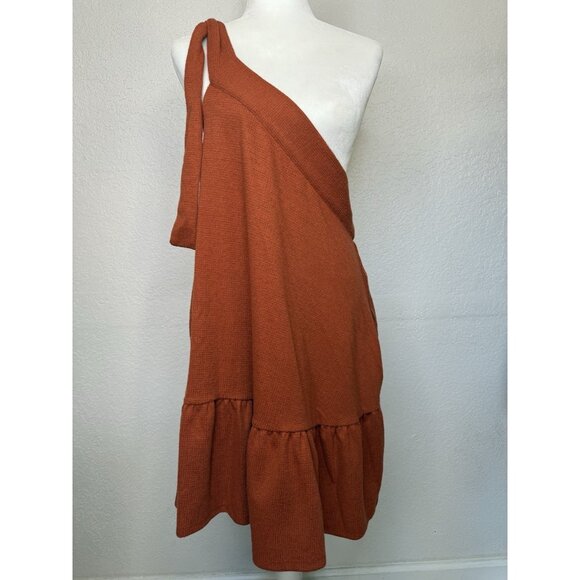 Free People Dresses & Skirts - Free People One Shoulder Burnt Orange Tunic Dress Oversized Pockets Small S